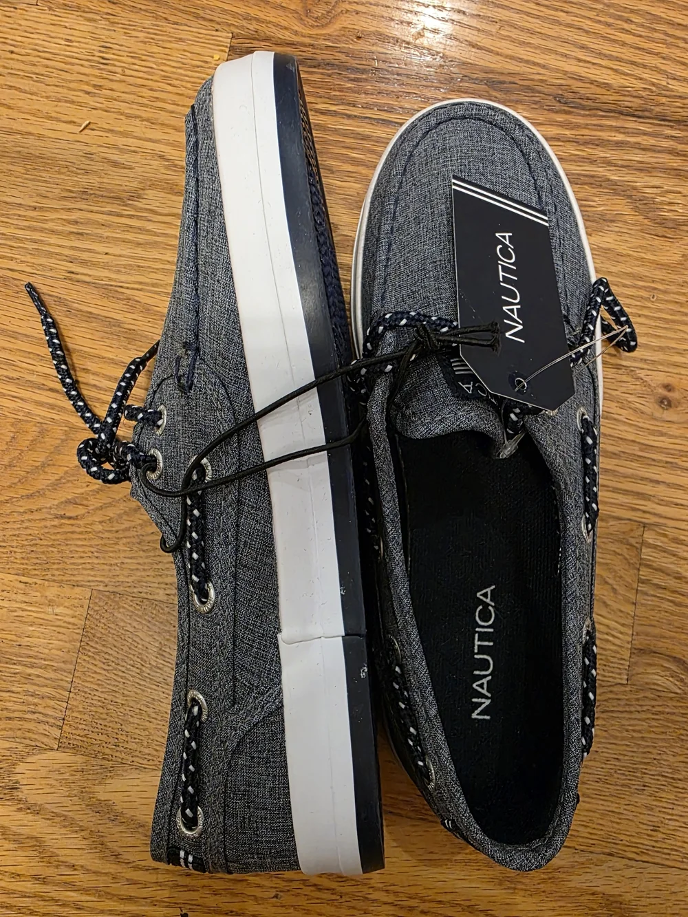 Boys Nautica Blueish Gray Canvas Boat Shoes